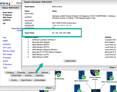 System Info panel showing Open Ports